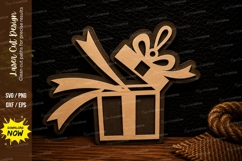 Christmas Gift Box Ribbon Ornament Holiday Decor Laser Cut Product Image 1