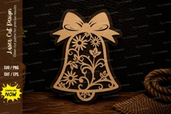 Floral Christmas Bell Ornament Holiday Decor Laser Cut SVG Product Image 1