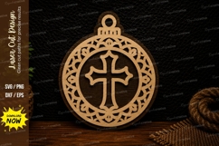 Christian Cross Round Ornament Religious Decor Laser Cut SVG Product Image 1