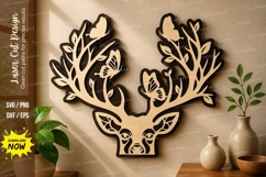 Deer Antler Leaf Frame laser cut svg File deer antler leaf Product Image 1