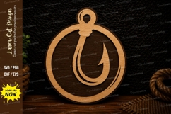 Fishing Hook Ornament Angler Wall Decor Laser Cut SVG File Product Image 1