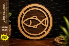 Fish Round Ornament Fishing Coastal Wall Decor Laser Cut SV Product Image 1