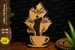 Floral Teacup Botanical Wall Decor Laser Cut SVG File floral Product Image 1