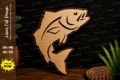 Jumping Bass Fish Laser Cut Svg Design bass fish svg, fish Product Image 1