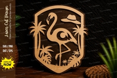 Flamingo Tropical Frame Laser Cut Svg Design flamingo frame Product Image 1