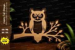 Owl On Branch Silhouette Laser Cut Svg Design owl on branch Product Image 1