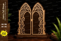 Gothic Double Door Laser Cut Svg Design gothic door svg Product Image 1