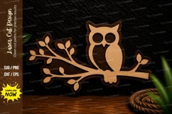 Owl On Tree Branch Laser Cut Svg Design owl tree branch svg, Product Image 1