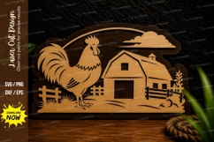 Rooster Barnyard Landscape Laser Cut Svg Design rooster Product Image 1