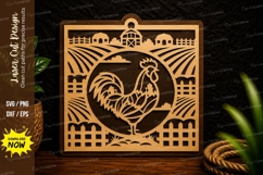 Rooster Farm Frame Laser Cut Svg Design rooster frame svg Product Image 1