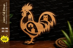 Rooster Countryside Scene Laser Cut Svg Design rooster count Product Image 1
