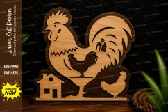Farm Rooster Family Laser Cut Svg Design farm rooster svg, Product Image 1