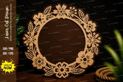 Floral Wreath Frame Laser Cut Svg Design floral wreath svg, Product Image 1