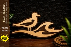 Seagull Ocean Wave Laser Cut Svg Design seagull svg, ocean Product Image 1