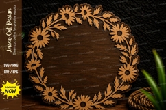 Floral Daisy Wreath Laser Cut Svg Design daisy wreath svg Product Image 1
