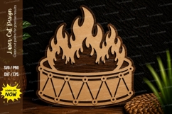 Flaming Drum Laser Cut Svg Design flame drum svg, burning Product Image 1
