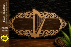 Ornate Harp Frame Laser Cut Svg Design harp frame svg, decor Product Image 1