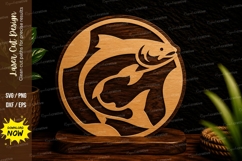 Jumping Fish Circle Laser Cut Svg Design jumping fish svg Product Image 1