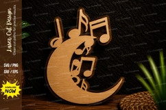 Moon Music Notes Laser Cut Svg Design moon music svg, cresce Product Image 1