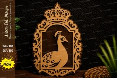 Royal Peacock Frame Laser Cut Svg Design peacock frame svg, Product Image 1