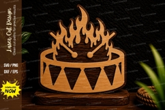 Flaming Drum Ornament Laser Cut Svg Design flaming drum svg, Product Image 1