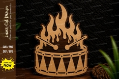 Burning Percussion Drum Laser Cut Svg Design burning drum sv Product Image 1