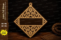 Diamond Floral Name Plate Laser Cut Svg Design diamond frame Product Image 1