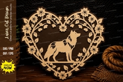 Wolf Family Heart Frame Laser Cut Svg Design wolf family svg Product Image 1