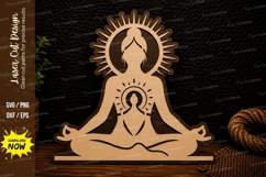 Meditation Lotus Aura Laser Cut Svg Design meditation lotus Product Image 1