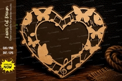 Butterfly Music Heart Laser Cut Svg Design butterfly heart Product Image 1