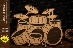 Drum Kit Silhouette Laser Cut Svg Design drum kit svg, drumm Product Image 1