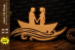 Romantic Boat Couple Laser Cut Svg Design couple boat svg, Product Image 1