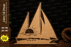Sunset Sailboat Scene Laser Cut Svg Design sailboat svg, sun Product Image 1