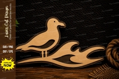 Seagull Ocean Waves Laser Cut Svg Design seagull svg, ocean Product Image 1