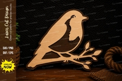 Perched Songbird Branch Laser Cut Svg Design songbird branch Product Image 1