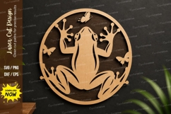 Frog Lily Laser Cut Wall Art File, frog laser cut file svg Product Image 1