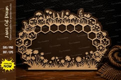 Honeycomb Floral Frame Laser Cut Svg Design honeycomb frame Product Image 1