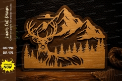 Mountain Buck Forest Laser Cut Svg Design buck deer svg, mou Product Image 1