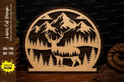 Elk Mountain Round Landscape Laser Cut Svg Design elk mounta Product Image 1