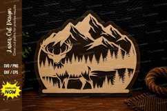 Mountain Elk Wilderness Scene Laser Cut Svg Design mountain Product Image 1