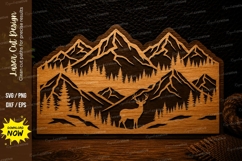 Mountain Elk Valley Landscape Laser Cut Svg Design mountain Product Image 1