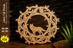 Wolf Vine Wreath Laser Cut Svg Design wolf wreath svg, wildl Product Image 1