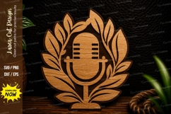 Microphone Laurel Wreath Laser Cut Svg Design microphone svg Product Image 1