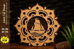 Sailboat Floral Mandala Laser Cut Svg Design sailboat mandal Product Image 1