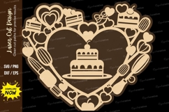 Baking Love Heart Laser Cut SVG Design baking heart svg Product Image 1