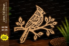 Cardinal Bird On Branch Laser Cut SVG Design cardinal bird Product Image 1
