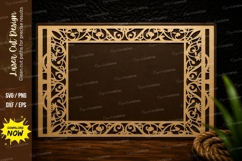Vintage Ornamental Rectangle Frame Laser Cut SVG Design orna Product Image 1