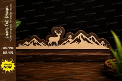 Mountain Ram Silhouette Landscape Laser Cut SVG Design mount Product Image 1