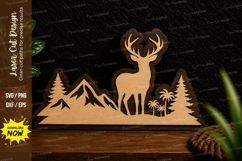 Mountain Buck Forest Landscape Laser Cut SVG Design buck dee Product Image 1