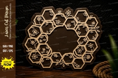 Hexagon Floral Mandala Frame Laser Cut SVG Design hexagon Product Image 1